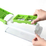 Practical kitchen cooking artifact tool with anti-fall material, multi-functional hand-cut protection 12-piece vegetable cutter set